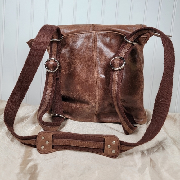 The Sak Leather Ventura Convertable Backpack or Crossbody Bag Purse Brown Tan - Picture 5 of 13